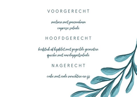 Menukaart geschilderde bladeren liggend 3