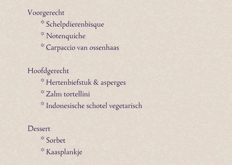 Menukaart geschoven foto licht 2