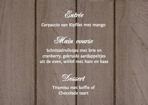 Menukaart houtlook hartjes paars 3