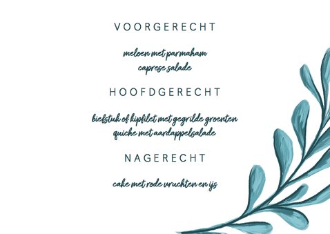 Menukaart met geschilderde bladeren liggend 3