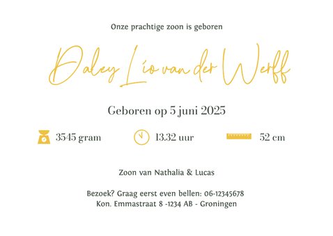 Minimalistisch geboortekaartje met goudfolie stijlvolle naam 3