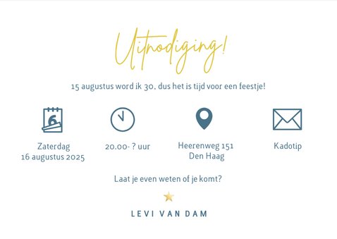 Minimalistische uitnodiging met sierlijke letters party! 3