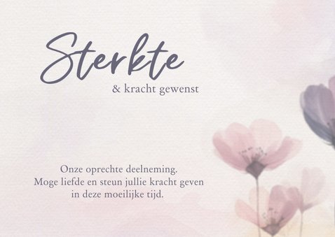 Moderne condoleancekaart met bloemen en gedicht op voorzijde 3