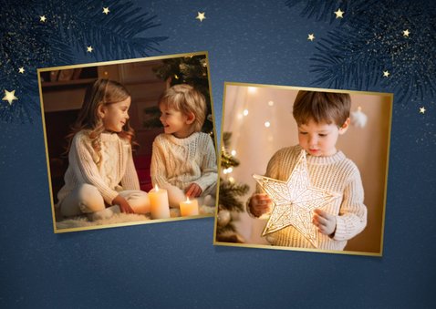 Moderne kerstkaart 2026 kerstbal en sterren 2
