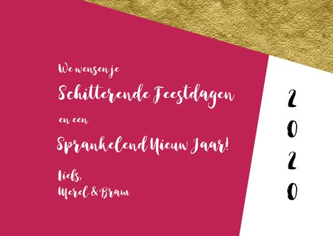 Moderne kerstkaart eigen foto grafisch goud 3