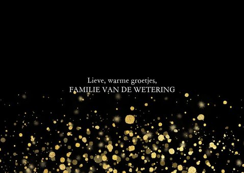 Moderne kerstkaart fotocollage met gouden confetti 3