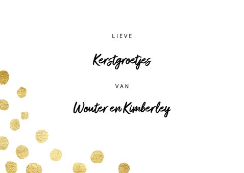 Moderne kerstkaart met goudlook confetti en foto 3
