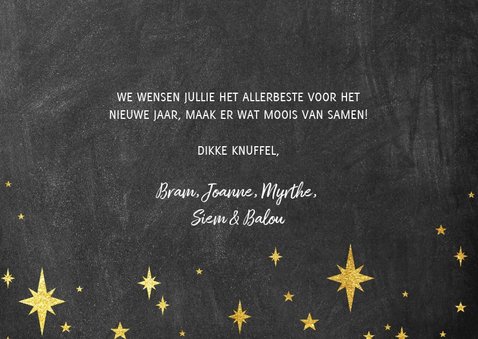 Moderne nieuwjaarskaart met 2019 fotocollage en sterren 3