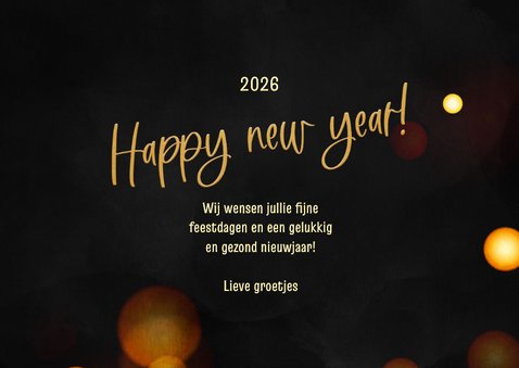 Moderne nieuwjaarskaart zwart 2026 kerstbal goud foliedruk 3