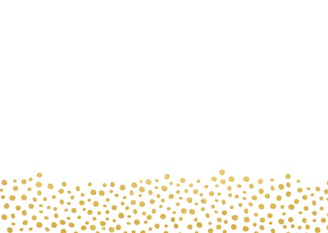 Moderne Save the Date kaart met gouden letters en hartjes Achterkant