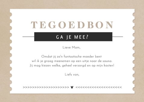 Moderne tegoedbon kaart moeder dagje weg 3
