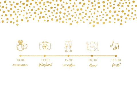 Moderne trouwkaart wij gaan trouwen met gouden stippen 2