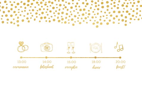 Moderne trouwkaart wij gaan trouwen met gouden stippen 2