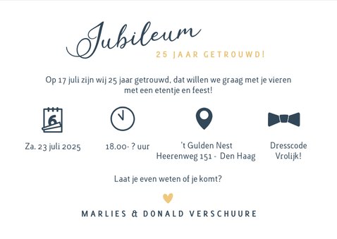 Moderne uitnodiging huwelijksjubileum met lampjes en jaartal 3