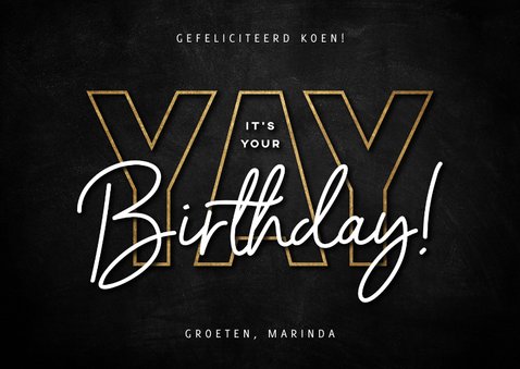 Moderne verjaardagskaart Yay it's your birthday | Kaartje2go