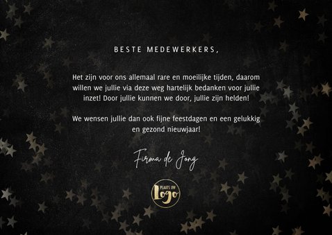 Moderne zakelijke kerstkaart bedankt helden, gouden sterren 3