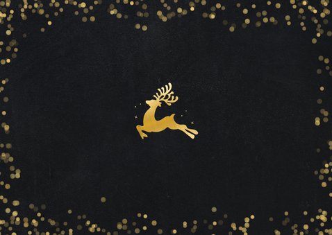 Moderne zakelijke kerstkaart met silhouet rendier in goud Achterkant