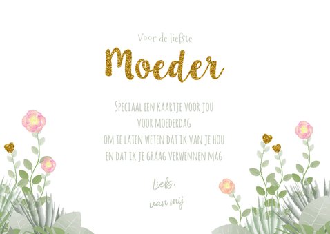 Moederdag hippe kaart bloemen, hartjes en botanica 3