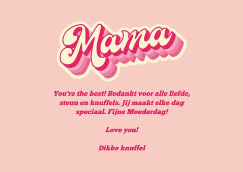 Moederdag retro 'Mama' roze met hart op achtergrond 3