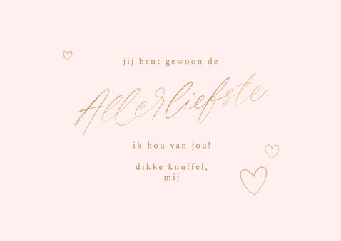Moederdagkaart 2 foto's goud met inkt hartjes 3