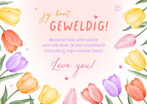 Moederdagkaart fleurige aquarel tulpen 3
