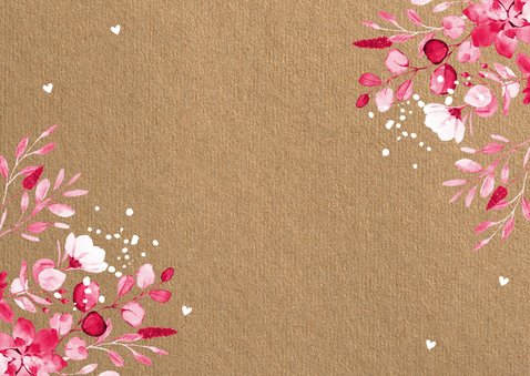 Moederdagkaart foto floral roze kraftlook Achterkant