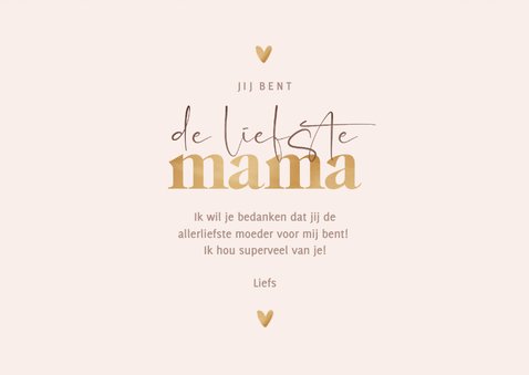 Moederdagkaart liefste mama zachtroze met hartjes 3