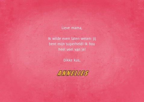 Moederdagkaart met foto's you're my SUPER MOM in comic stijl 3