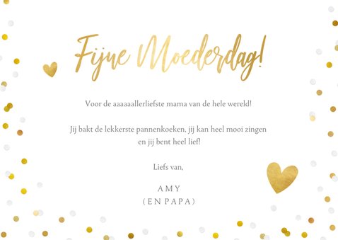 Moederdagkaart met grote eigen foto en goudlook tekst 3