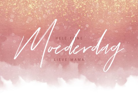 Moederdagkaart met waterverf, gouden spetters en typografie 2
