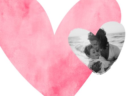 Moederdagkaart roze hart met foto in hartje 2