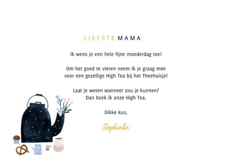 Moederdagkaart tegoedbon High Tea met foto's en illustraties 3