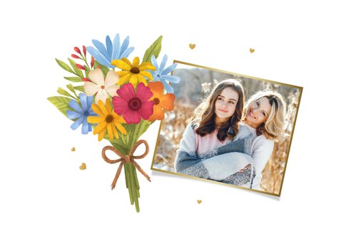 Moederdagkaart tegoedbon waardebon bloemen foto's hartjes 2