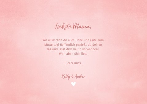 Muttertagskarte rosa 'Mama I love you!' Typografie & Herzen 3