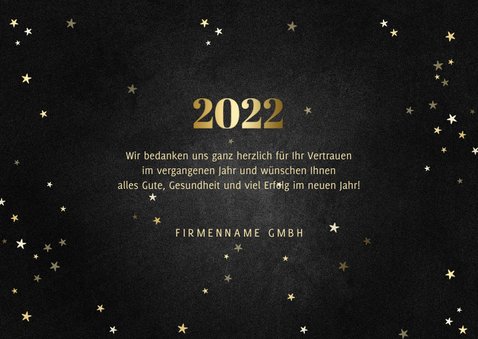 Neujahrskarte Kunden Jahreszahl gold 3