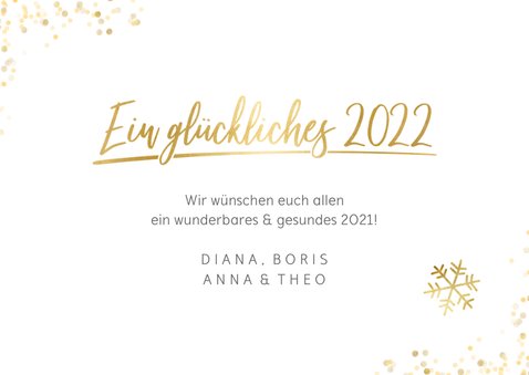 Neujahrskarte mit eigenen Fotos und Schriftzug in Goldlook 3