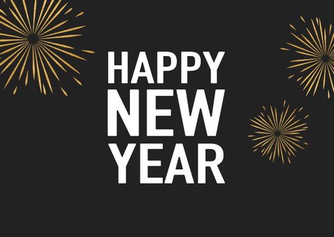 Neujahrskarte Typografie, Foto und Feuerwerk 2