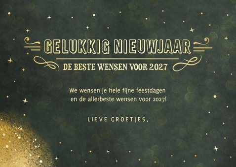 Nieuwjaar fotokaart met 1 grote foto en gouden glitter kader 3