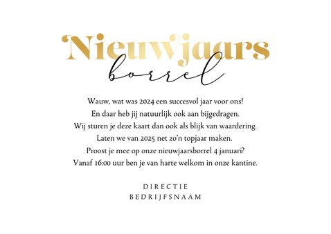 Nieuwjaarsborrel uitnodiging champagne sterren goud oliebol 3