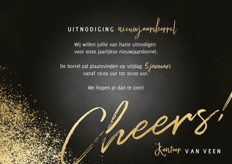 Nieuwjaarsborrel uitnodiging fotocollage, cheers en spetters 3