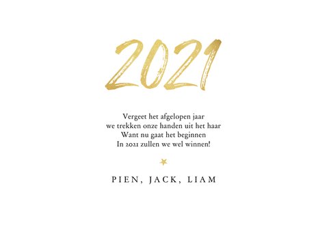 Nieuwjaarskaart 2021 goud confetti sterren nieuw jaar 3