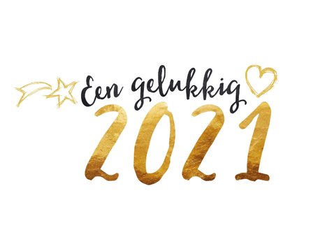 Nieuwjaarskaart 2021 goud en zwart 2