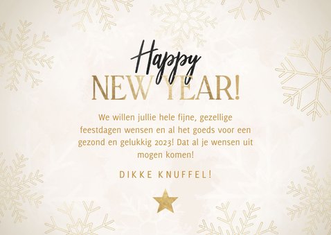 Nieuwjaarskaart 2023 met sneeuwvlokken Happy New Year! 3
