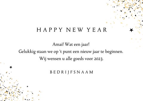 Nieuwjaarskaart 2023 nieuw jaar nieuwe kansen goud sterren 3