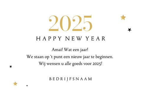 Nieuwjaarskaart 2025 nieuw jaar nieuwe kansen goud sterren 3