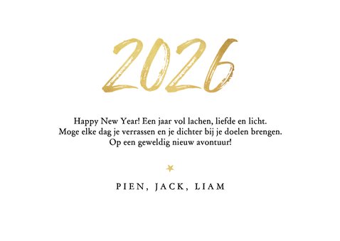 Nieuwjaarskaart 2026 goud confetti sterren nieuw jaar 3