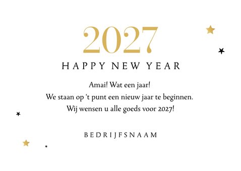 Nieuwjaarskaart 2027 nieuw jaar nieuwe kansen goud sterren 3