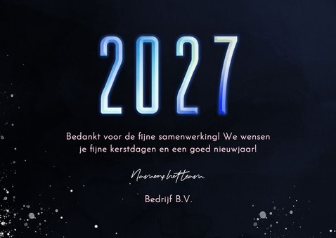 Nieuwjaarskaart 2027 wereldkaart in neonkleuren 3