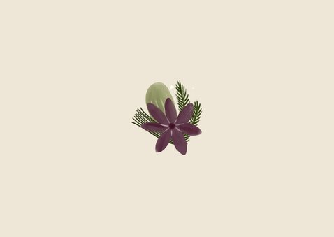 Nieuwjaarskaart botanisch groot jaartal Achterkant