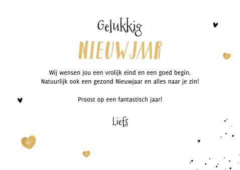 Nieuwjaarskaart champagne gouden hartjes liefde 2023 3